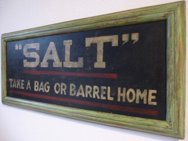 Handgeschilderd reclame bord/Salt/Zout/industrieel/decor, Reclamebord, Ophalen of Verzenden, Zo goed als nieuw, B6