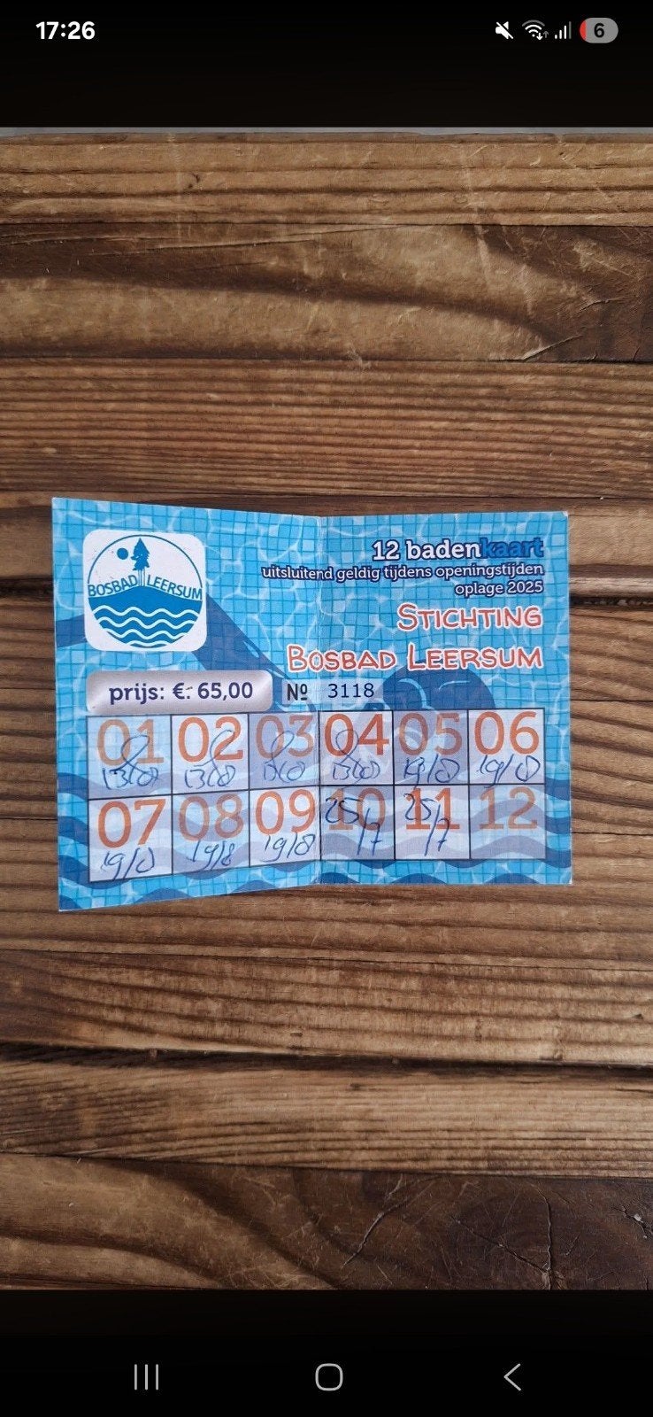 Vrijkaartje bosbad Leersum, Ophalen, Zegels, Bonnen of Punten