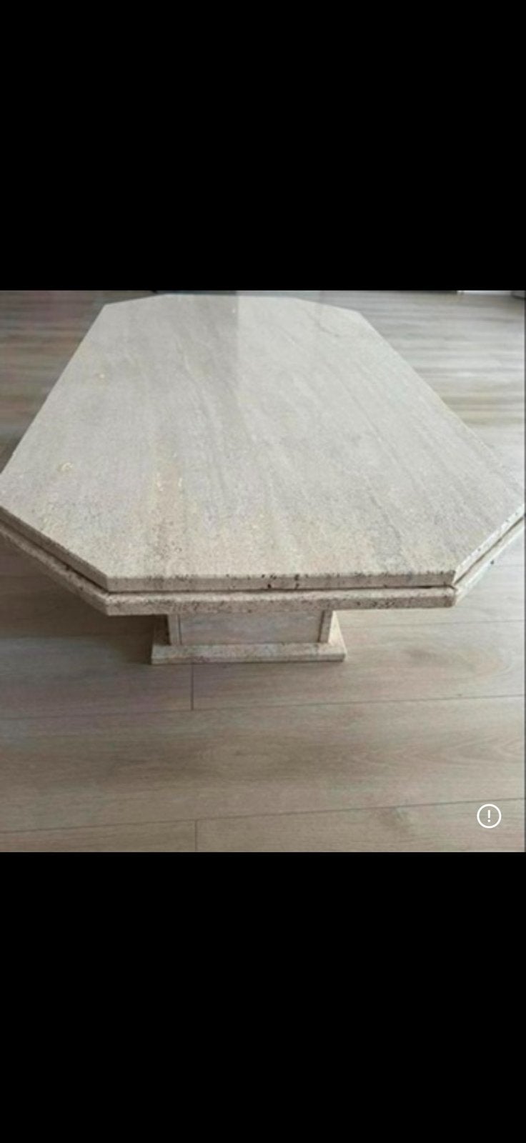 Elegante salontafel van travertin - Gebruikt, Huis en Inrichting, Ophalen, Overige materialen, Gebruikt, 100 tot 150 cm
