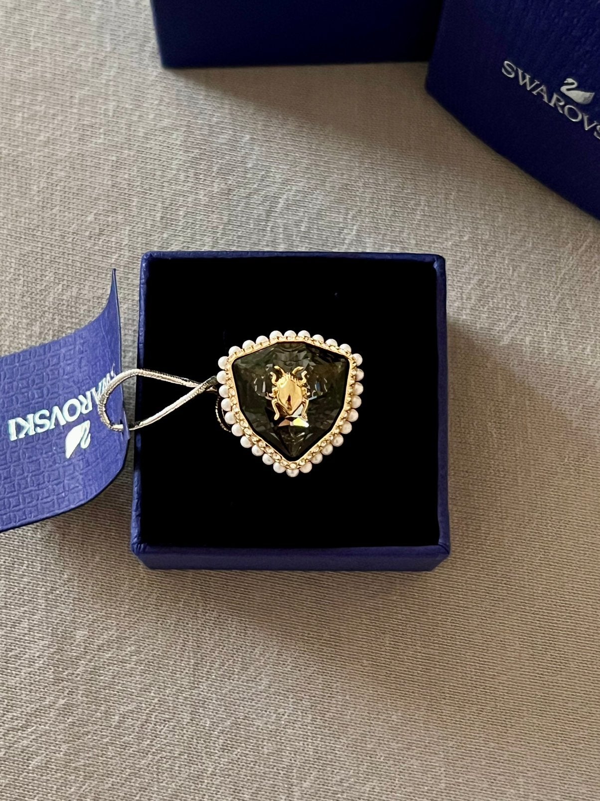 Swarovski Gouden Ring/Swarovski Gold Ring, 18 tot 19, Nieuw, Ophalen of Verzenden, Dame of Heer