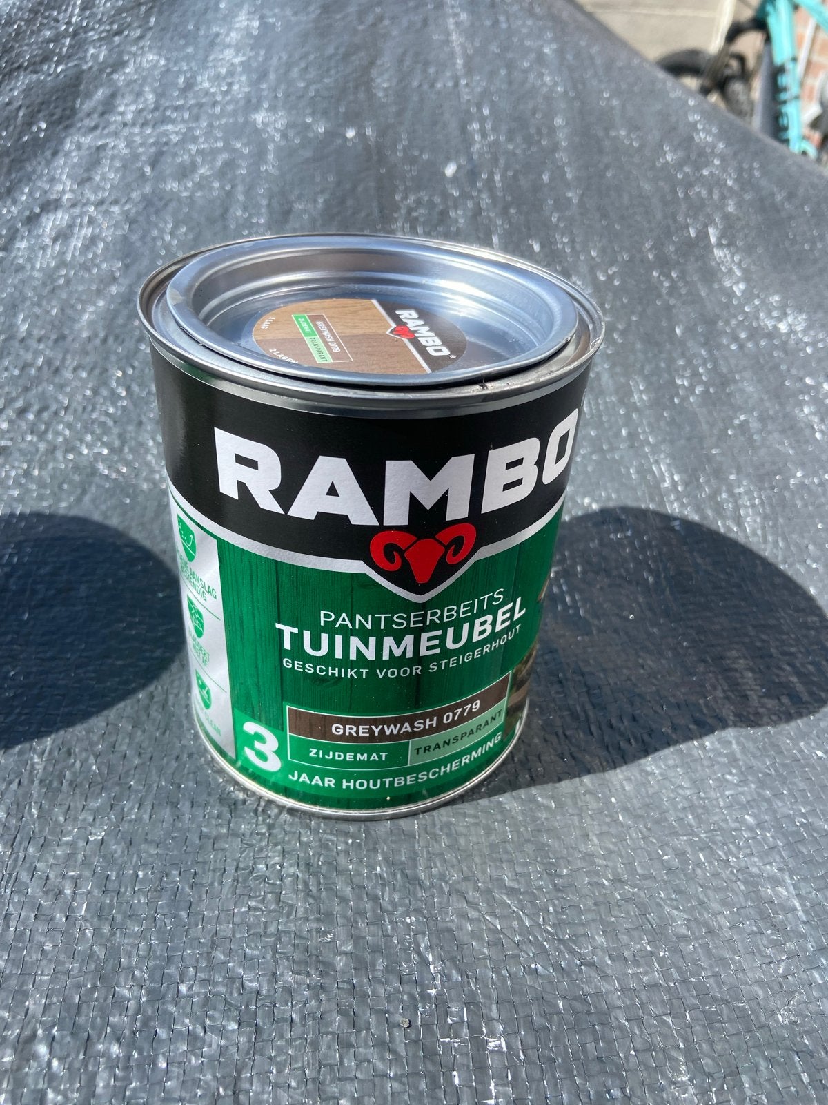Rambo Pantserbeits Tuinmeubel Greywash 0779 Zijdemat, Ophalen, Nieuw, Beits, Grijs