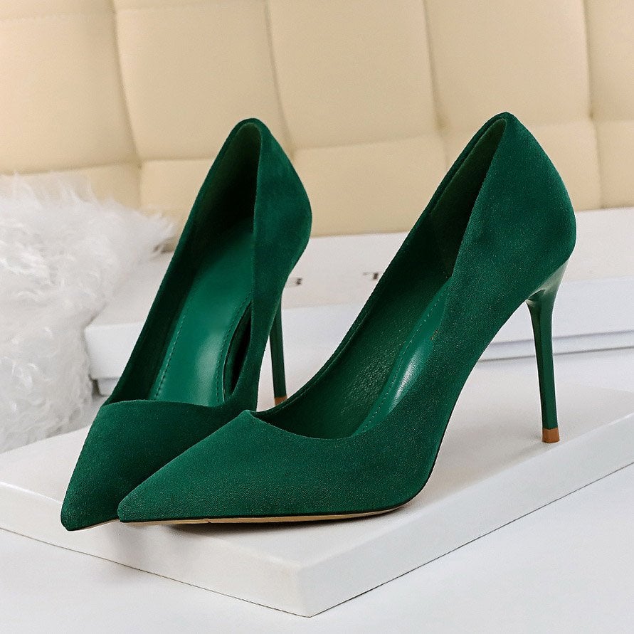 Groene kunst suede dames pumps / vrouwen hakken stiletto 9cm, Verzenden, Nieuw, Groen, Pumps
