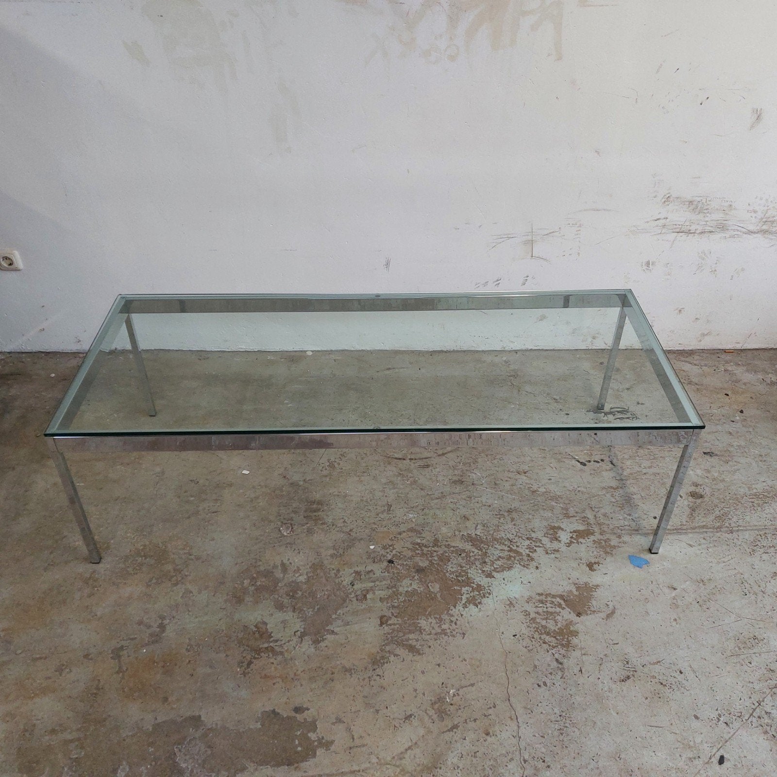 Vintage glazen salontafel, Huis en Inrichting, Tafels | Salontafels, Ophalen, Gebruikt, 50 tot 100 cm, Glas