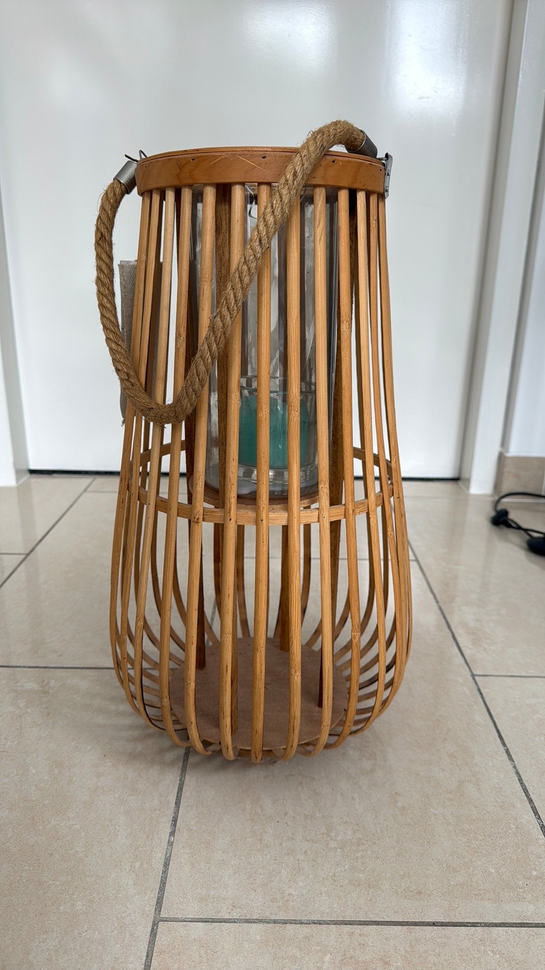 Originele Riverdale bamboe lantaarn/windlicht – 50 cm, Riverdale, Gebruikt, 50 cm, Ophalen of Verzenden