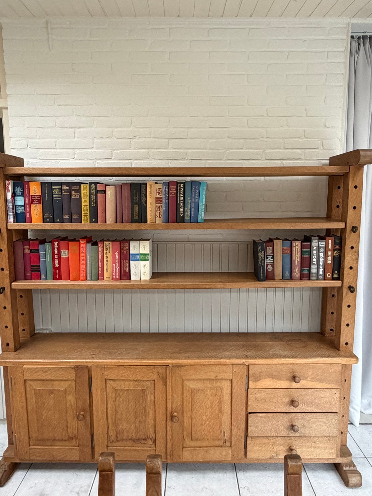 Antieke Maaskant Boekenkast met Ladekast, kaaskast, Ophalen of Verzenden