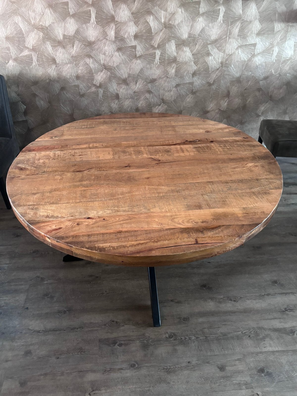 Ronde mango tafel, Ophalen, Overige materialen, 100 tot 150 cm, 150 tot 200 cm