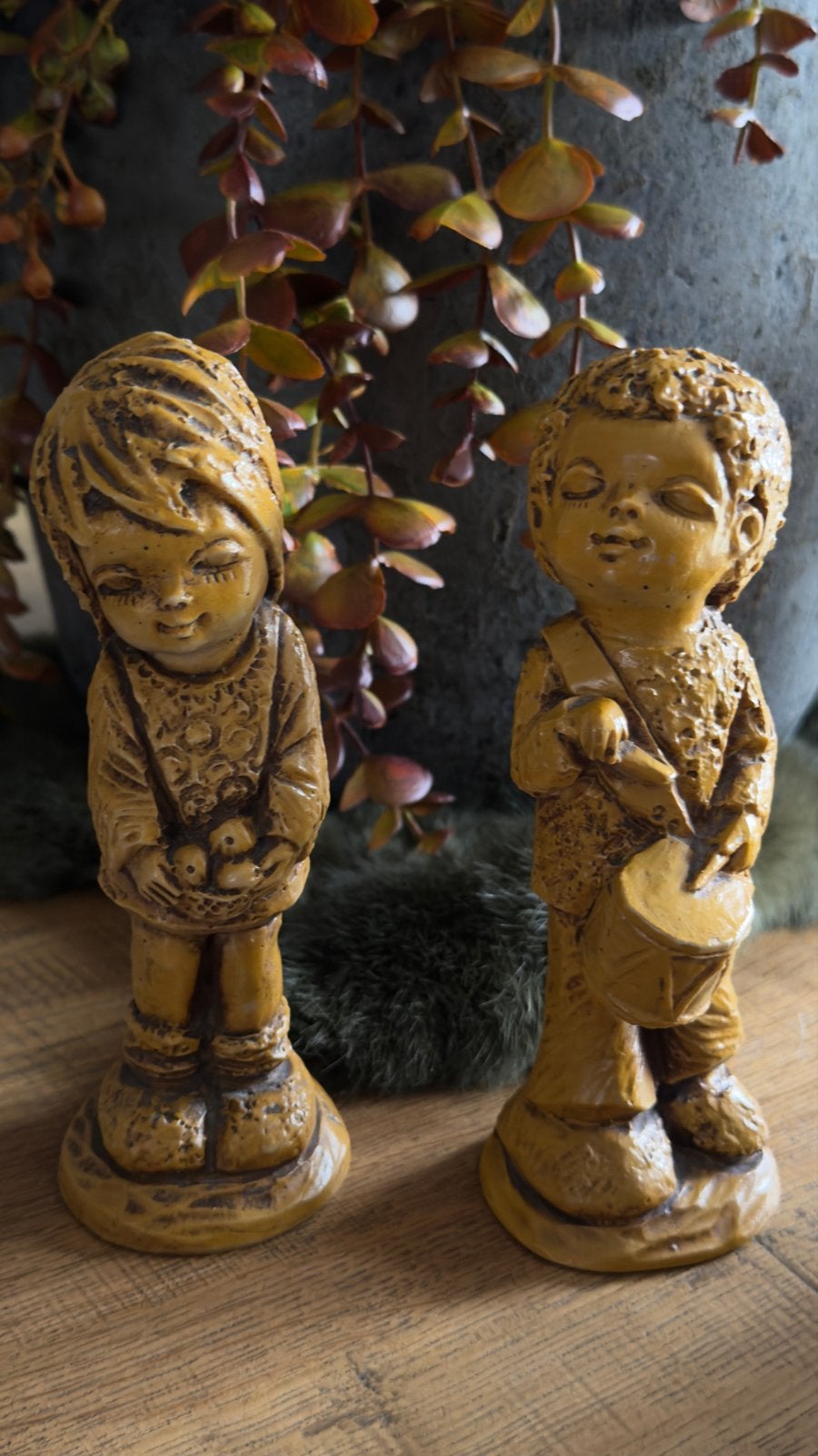 Vintage Beeldjes Jongen en Meisje - Hoogte 15 cm, Verzamelen, Ophalen of Verzenden, Gebruikt, Mens