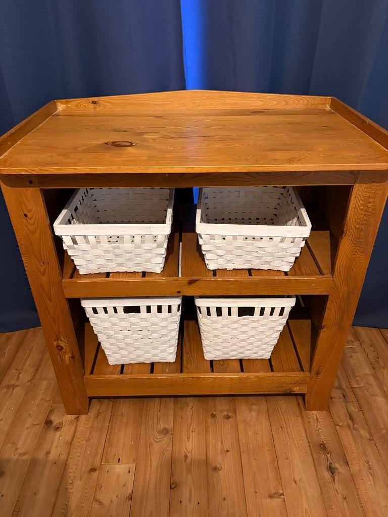 Houten kommode met 2 planken, Huis en Inrichting, Ophalen, Gebruikt, 50 tot 100 cm, 3 of 4 laden