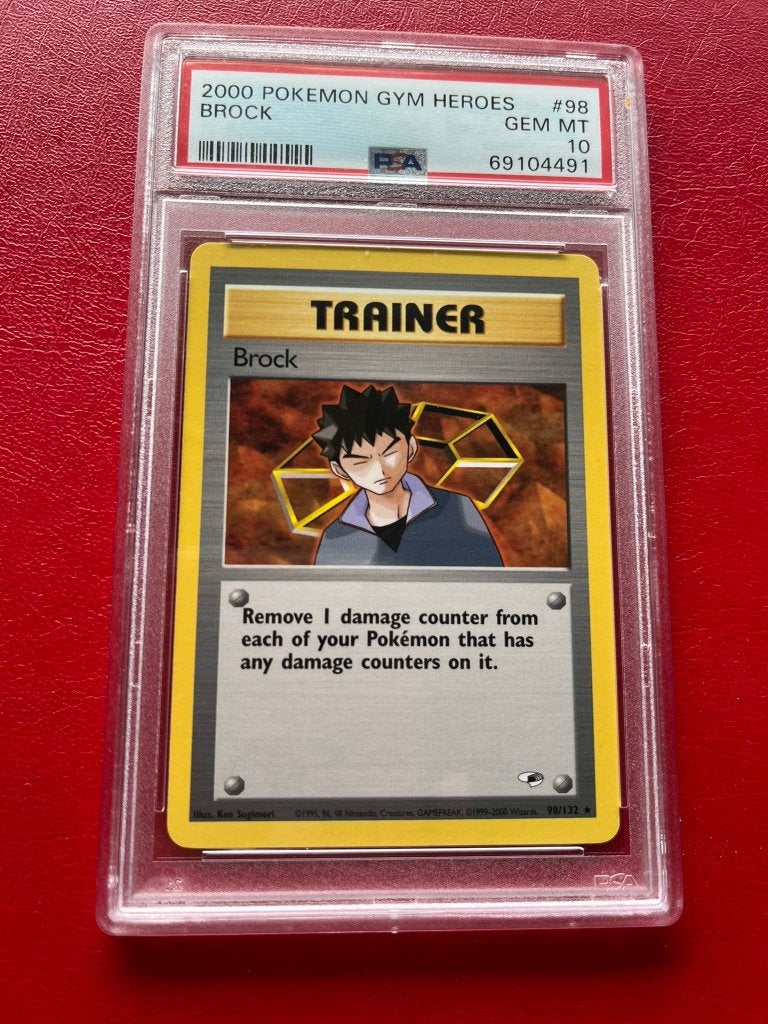 PSA 10 Pokemon 2000 GYM HEROES BROCK 98, Ophalen of Verzenden, Nieuw, Losse kaart