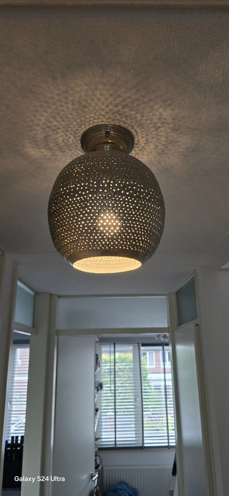Fraaie Oosterse Hanglamp Zilver Metaal ZGAN, Huis en Inrichting, Lampen | Hanglampen, Ophalen of Verzenden, Zo goed als nieuw