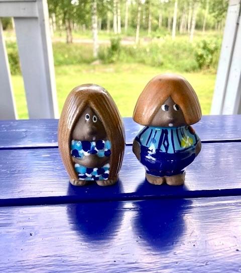 2 Trollen beeldjes, vintage keramiek uit Zweden, jaren 70., Antiek en Kunst, Ophalen of Verzenden