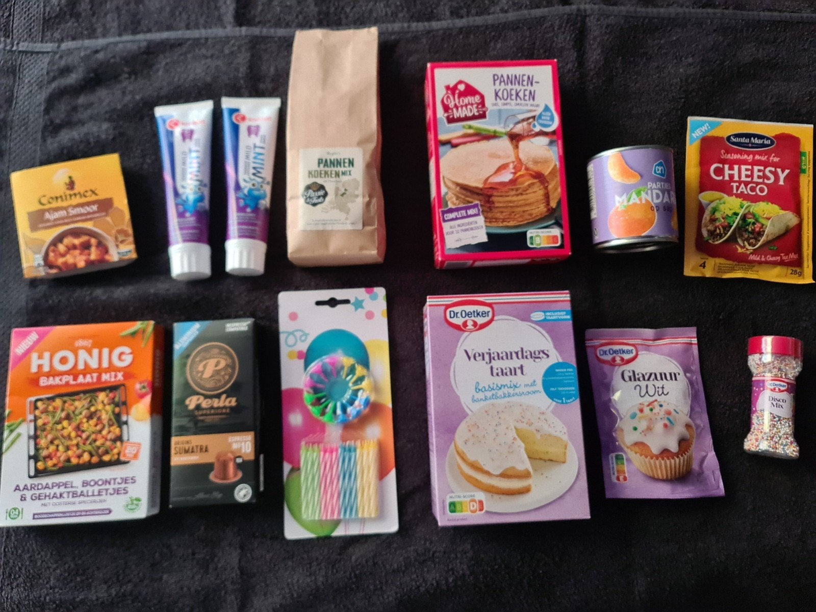 Eetpakket ook voor feest met taartmix en perla en pannenkoek, Ophalen
