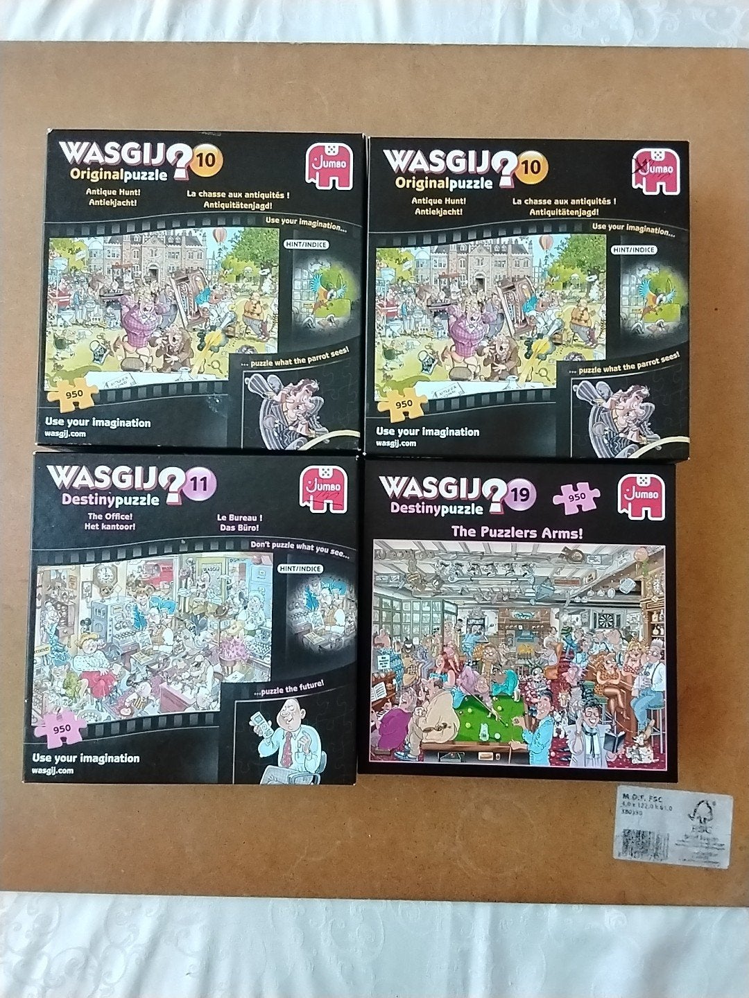 4 X Wasgij 2xnr10 en nr11 en 19. Leuk, compleet en netjes., Ophalen of Verzenden, 500 t/m 1500 stukjes, Zo goed als nieuw