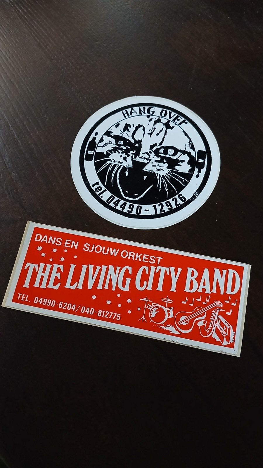 Stickers dansorkest Hangover/The Living City Band  SITTARD, Ophalen of Verzenden, Zo goed als nieuw