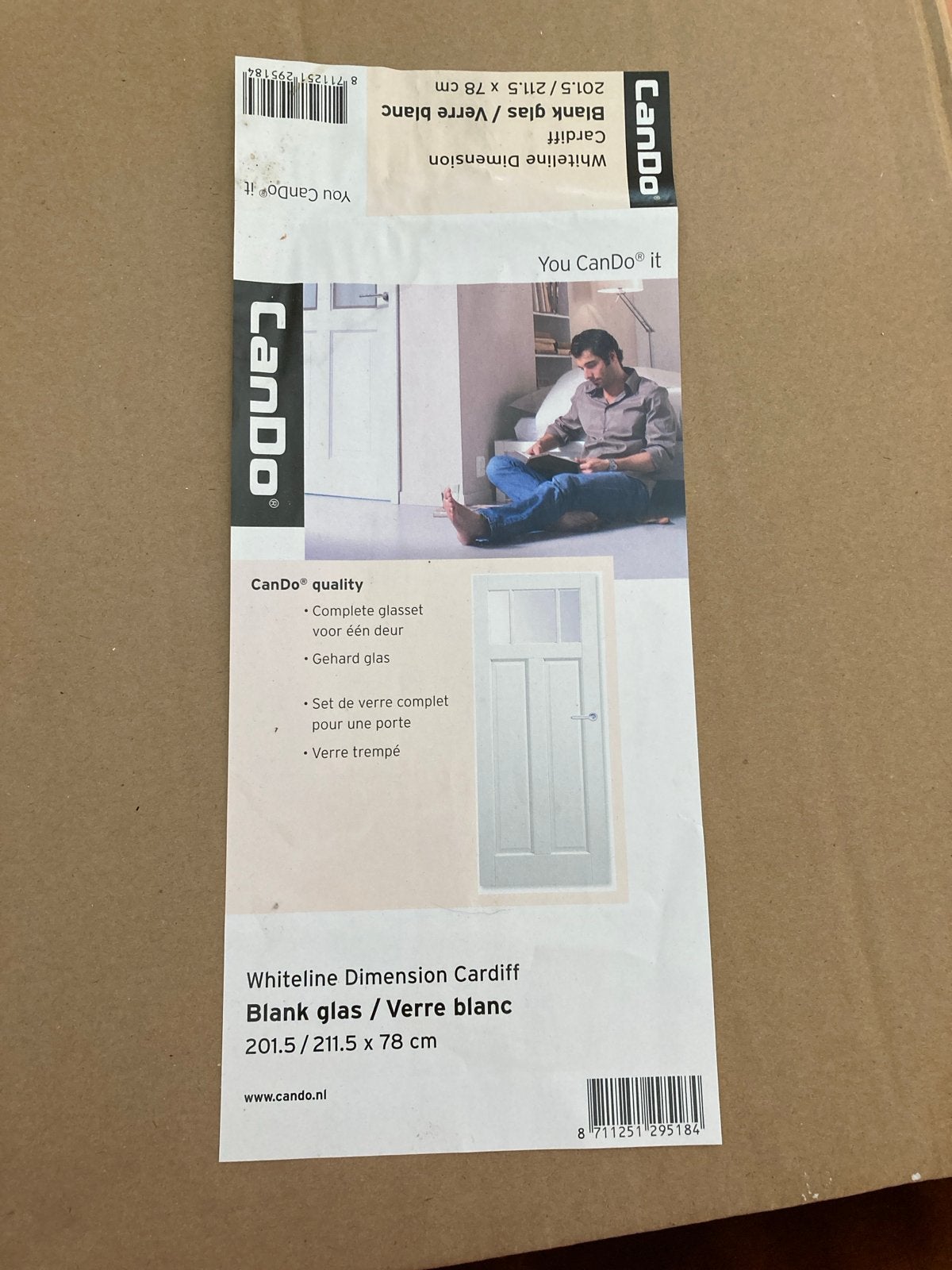 Glasset CanDo Whiteline Dimension Cardiff Binnendeur Glas, 80 tot 100 cm, Binnendeur, Ophalen of Verzenden, 200 tot 215 cm