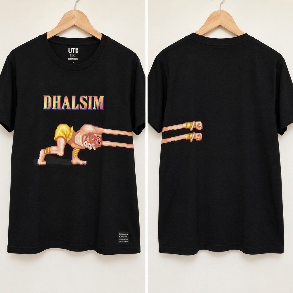 Uniqlo UT x Capcom Street Fighter Shirt Dhalsim - Maat L, Maat 52/54 (L), Uniqlo, Zwart, Ophalen of Verzenden