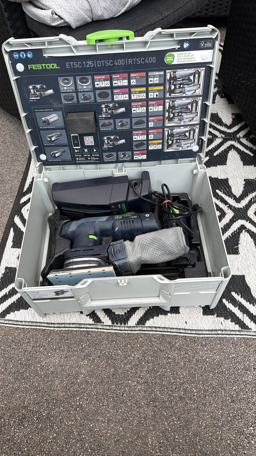 Festool RTSC 400 3,0 I-Plus 18V  accu vlakschuurmachine set, Ophalen of Verzenden, Zo goed als nieuw, Minder dan 600 watt, Excentrische schuurmachine