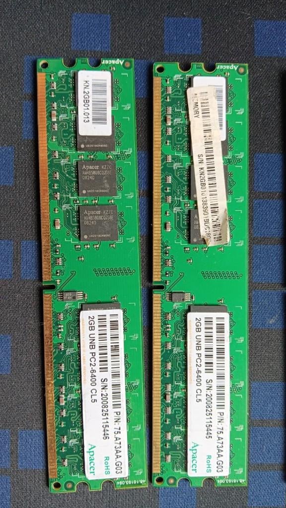 2x 2GB DDR2 800MHz Dual Channel Kit Apacer, Ophalen, Gebruikt, DDR2, Desktop