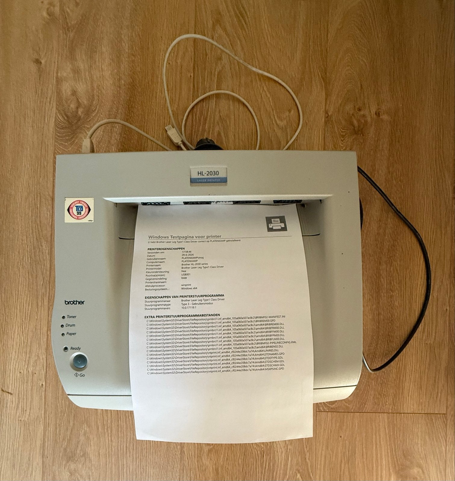 Brother HL-2030 Laserprinter - Zwart-wit printen, Computers en Software, Printers, Ophalen, Zwart-en-wit printen, Gebruikt, Printer