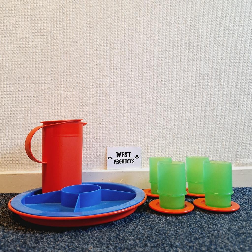 Vintage Tupperware Kinderservies Set, Huis en Inrichting, Keuken | Tupperware, Gebruikt, Blauw, Groen, Rood, Ophalen of Verzenden