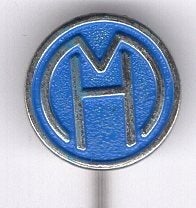 M.v. H. blauw op zilverkleurig speldje ( Z_187a), Ophalen of Verzenden, Nieuw, Merk, Speldje of Pin