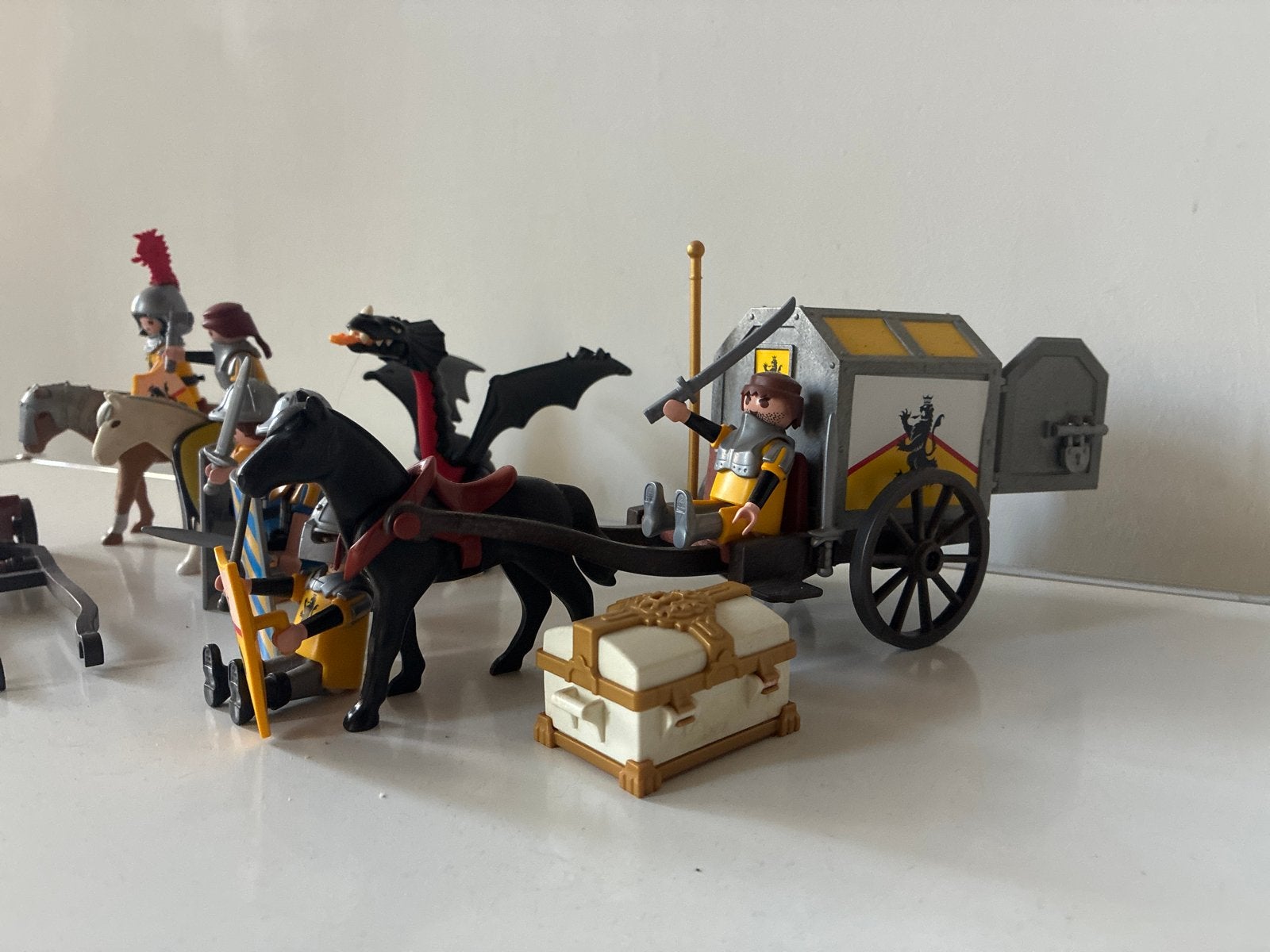 Playmobil ridders, kar met paard en draak, Ophalen of Verzenden, Gebruikt, Jongen of Meisje