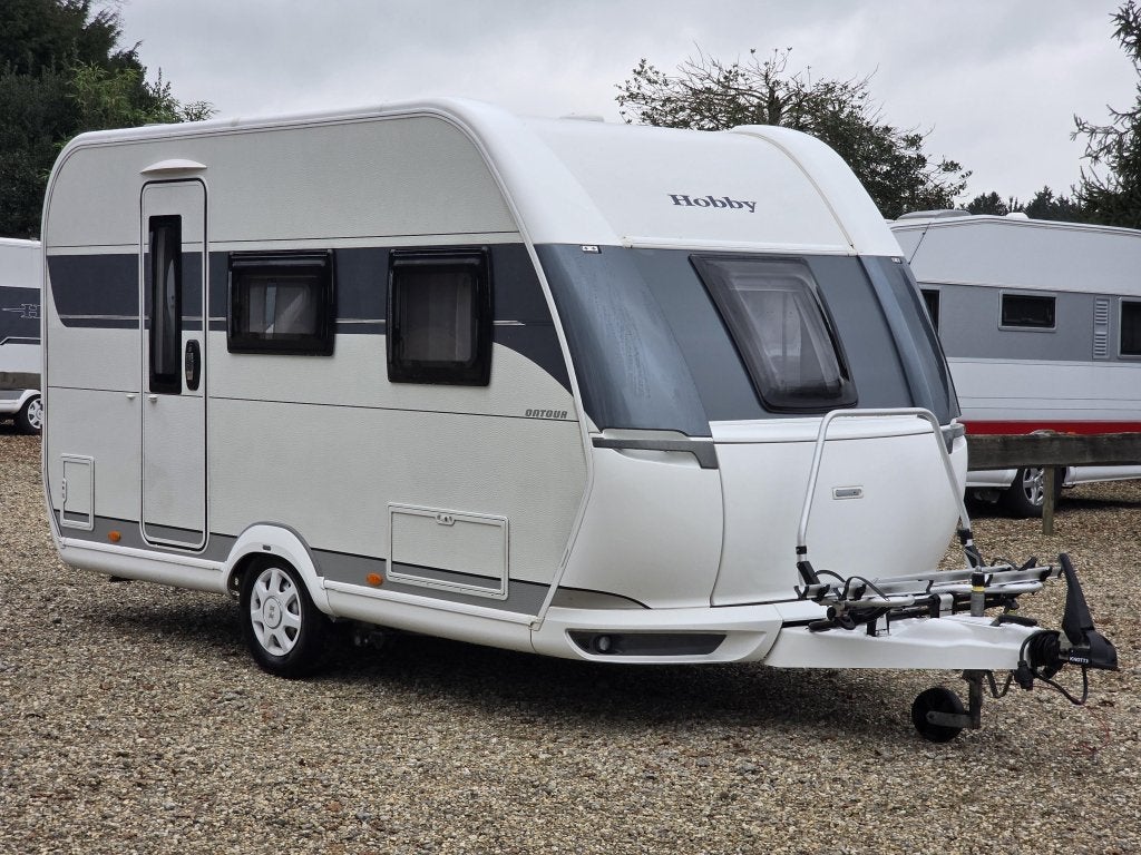 Hobby Ontour 390 SF Nieuwstaat Mover Fietsenrek, Caravans en Kamperen, Caravans, Hobby, Bedrijf, Treinzit, 750 - 1000 kg
