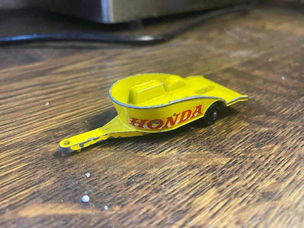 Vintage Matchbox Honda motor Aanhanger - Geel, Ophalen, Gebruikt, Overige typen