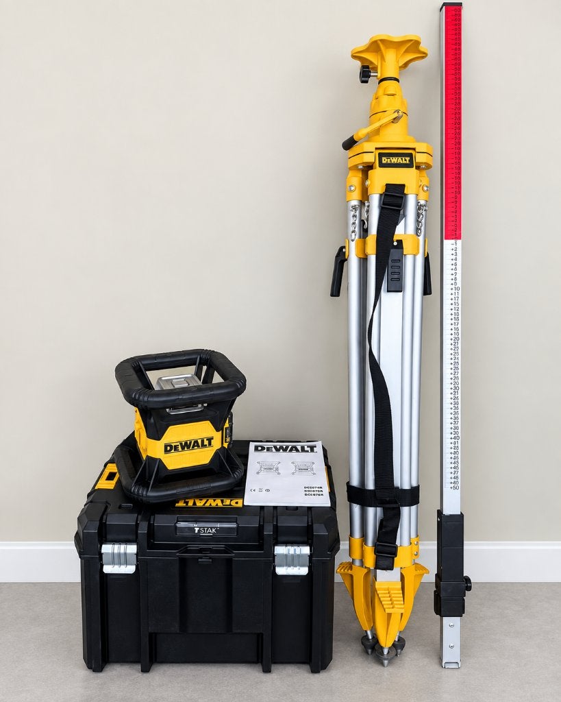 DeWalt DCE079G 18V groene rotatielaser complete set +statief, Doe-het-zelf en Verbouw, Ophalen, Zo goed als nieuw