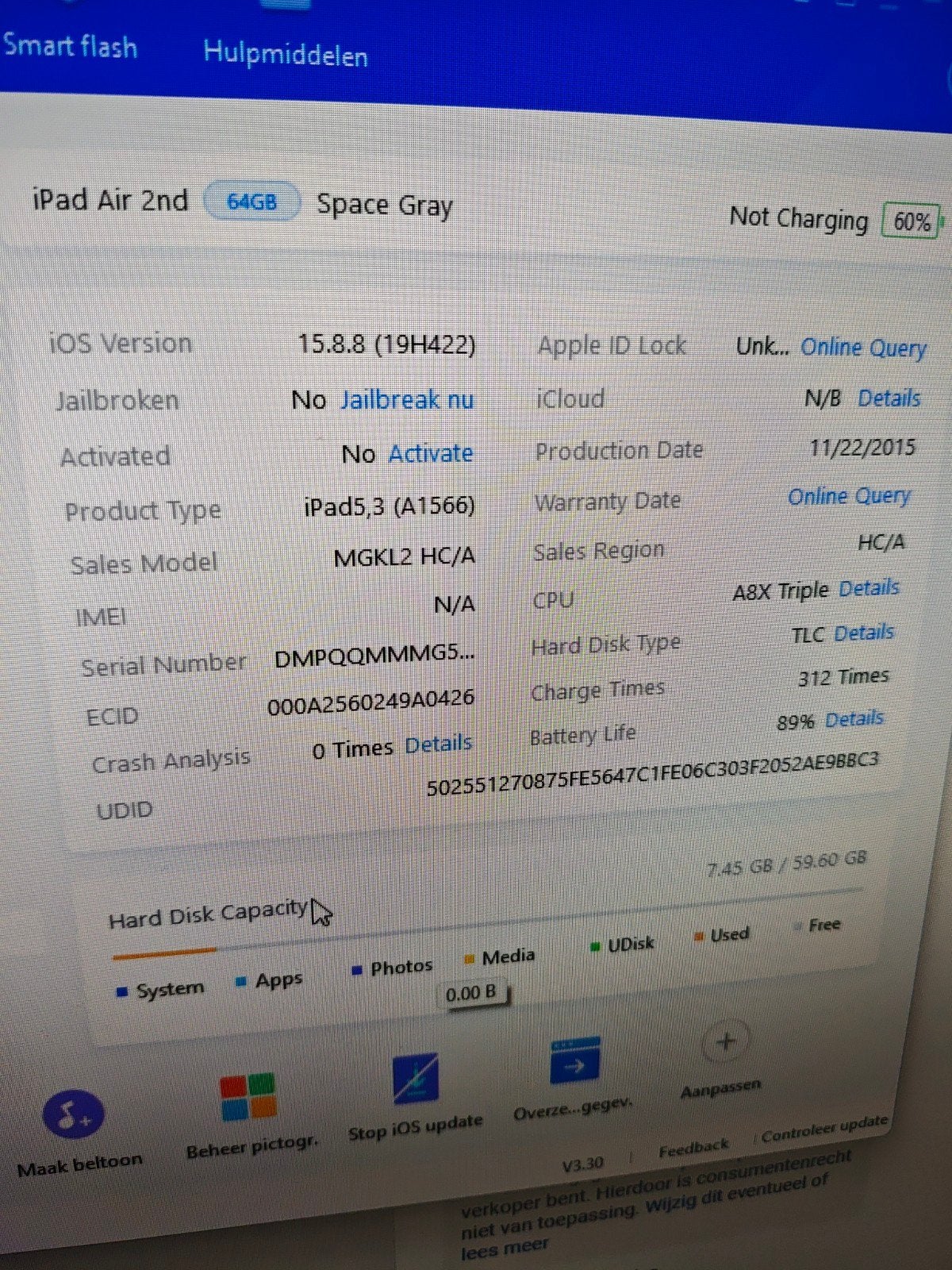 Foto 6 van iPad Air2 64GB Wifi Space Grey (Zwart) incl. lader + Kabel