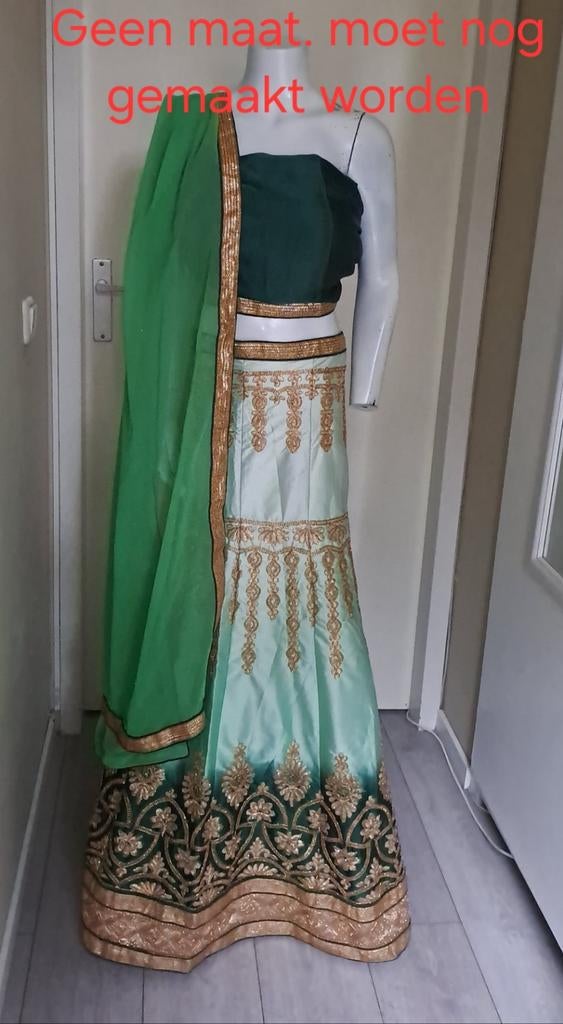 Prachtige Indiase jurk - Lehenga Choli, Kleding | Dames, Gelegenheidskleding, Nieuw, Overige typen, Maat 38/40 (M), Groen, Ophalen of Verzenden
