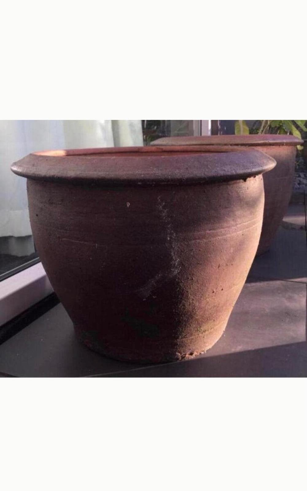 Grote oud Hollandse terracotta stevige bloempotten, Ophalen, Rond, Zo goed als nieuw, Minder dan 40 cm