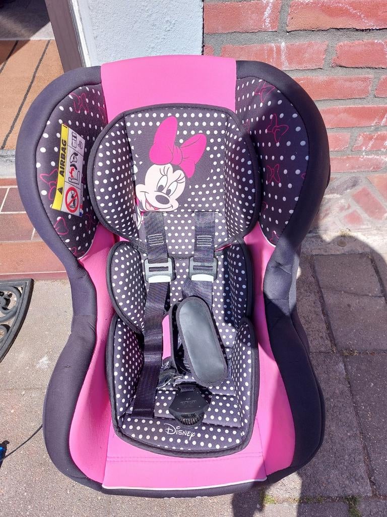 Minnie Mouse autostoel met vlekjes op de bekleding, 9 t/m 18 kg, Ophalen, Overige merken, Gebruikt