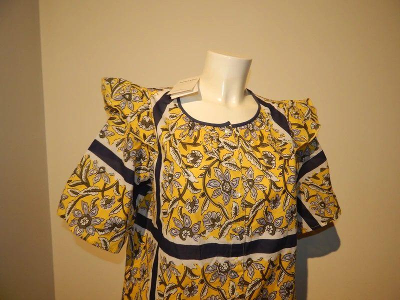 Antik Batik blouse uitstaande roes schouder bloemen Nieuw 40, Maat 38/40 (M), Verzenden, Geel, Nieuw