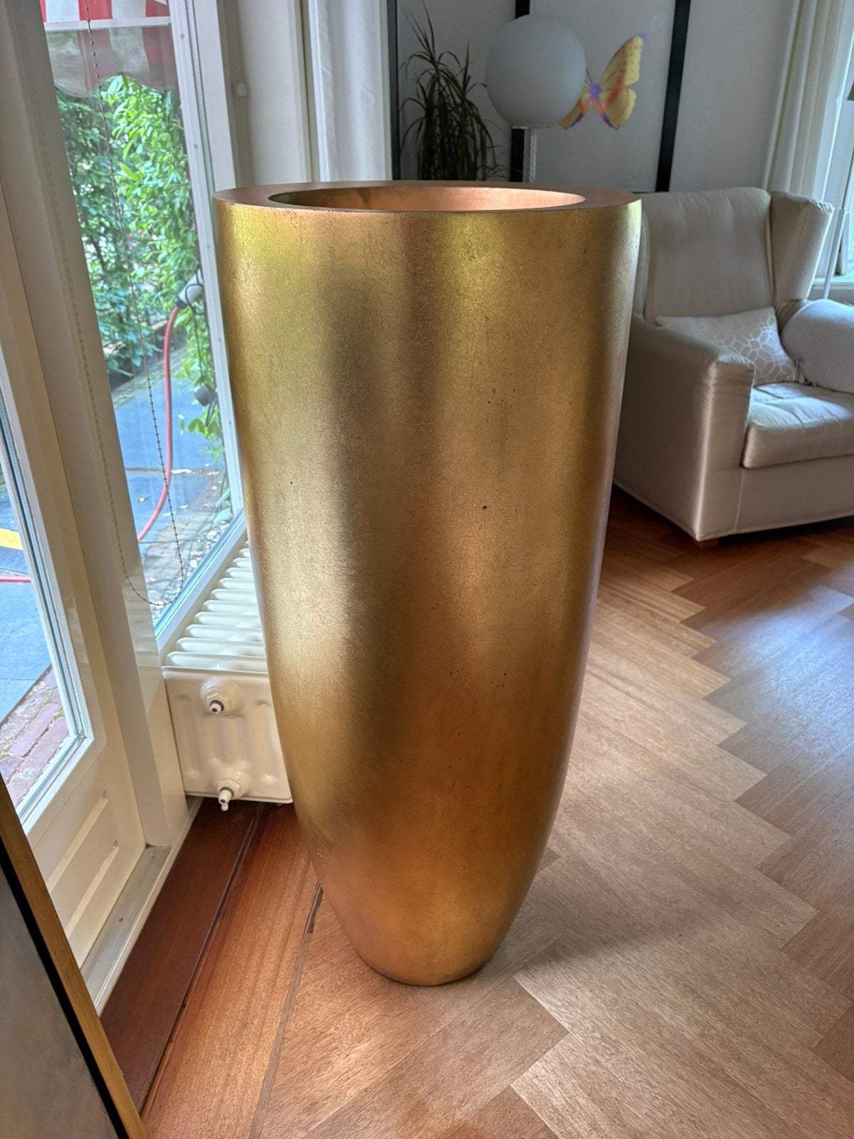 Polyester Vaas, Tuin en Terras, Kunststof, 40 cm of meer, Rond, Ophalen of Verzenden