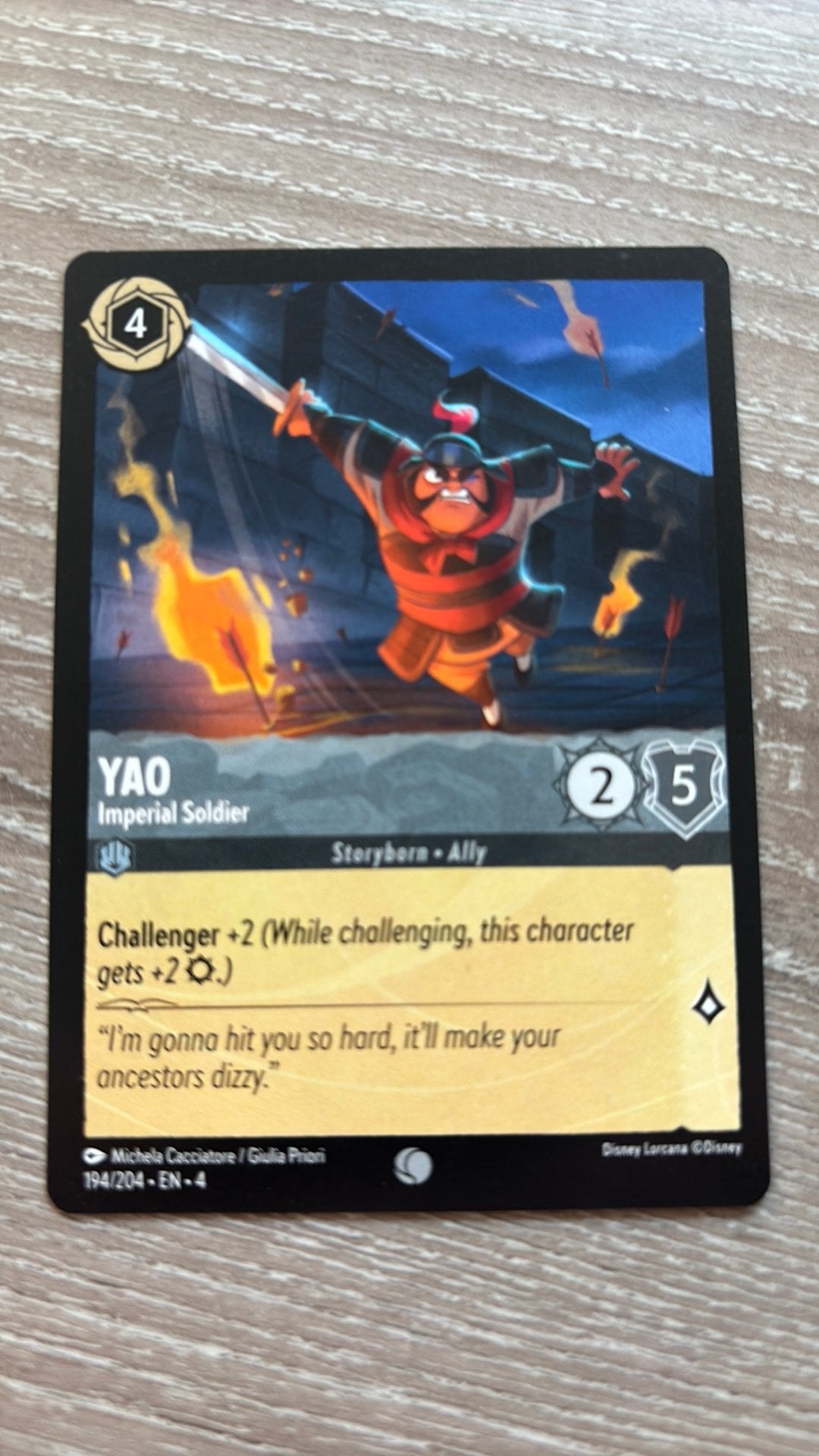 Disney Lorcana Yao imperial soldier 194-204 4URS nonfoil, Ophalen of Verzenden, Zo goed als nieuw