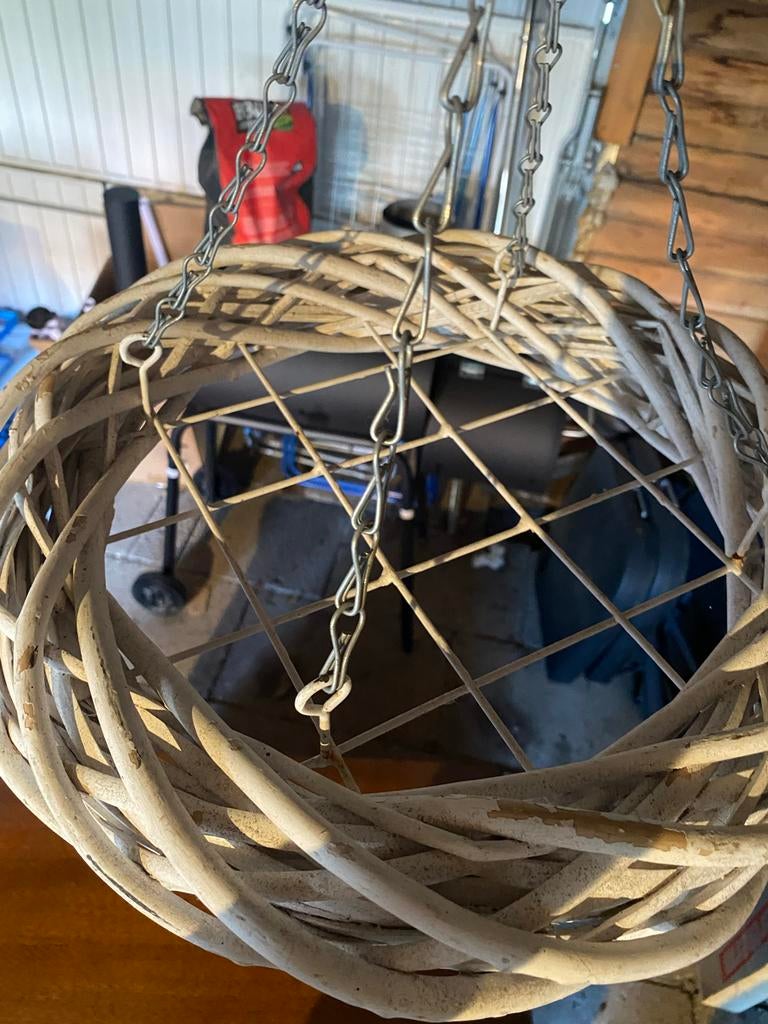 Rotan hang krans Wit, Tuin en Terras, Ophalen, Overige materialen, Gebruikt, Minder dan 30 cm