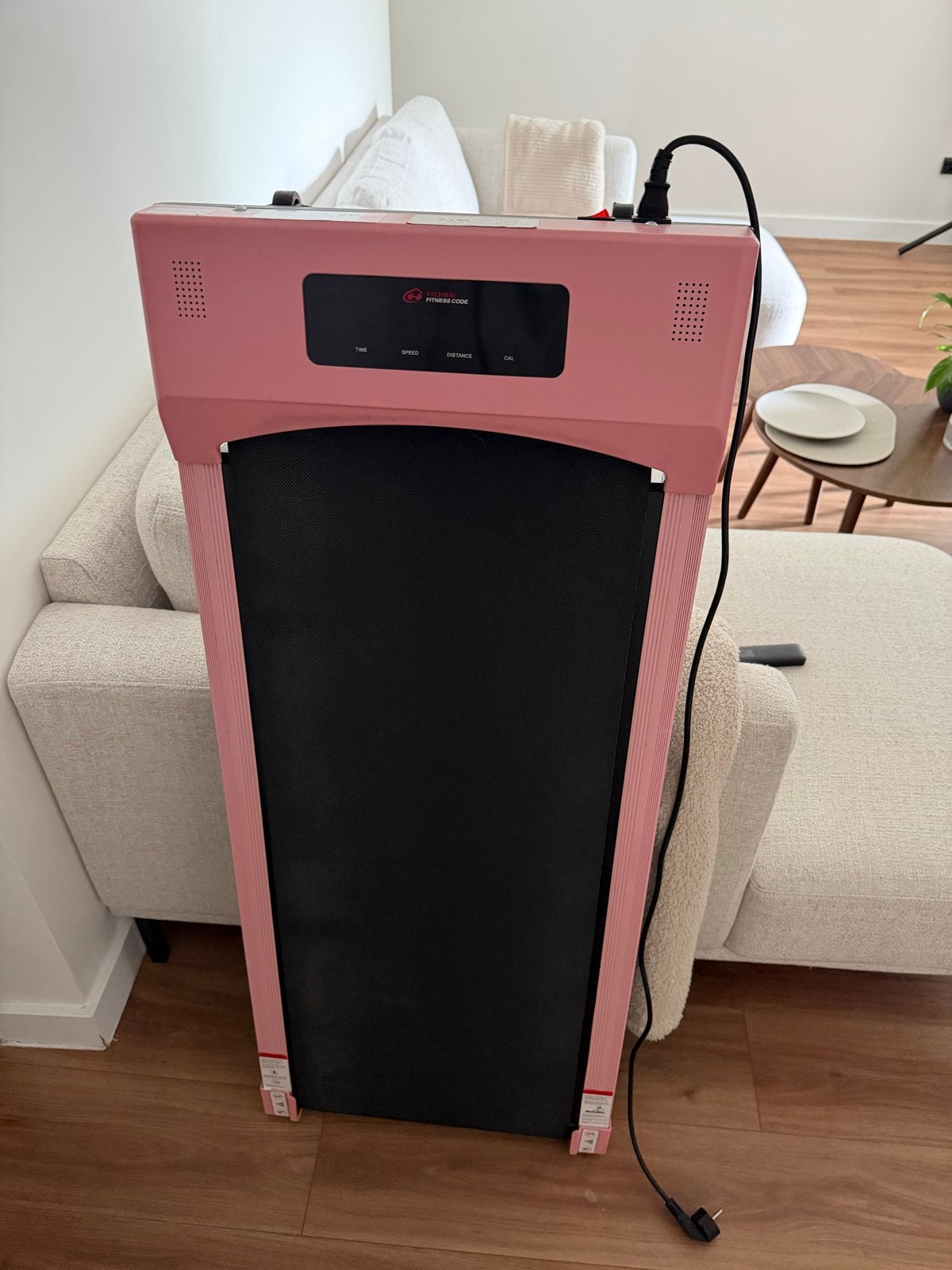Foto 2 van Roze opvouwbare loopband - Fitness Core