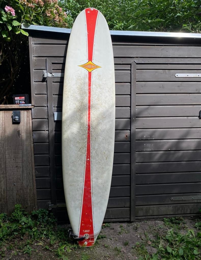 Vintage Surfboard - hardtop - 240 cm - 9.4 inc, Watersport en Boten, Ophalen, Gebruikt, Longboard, Met koord