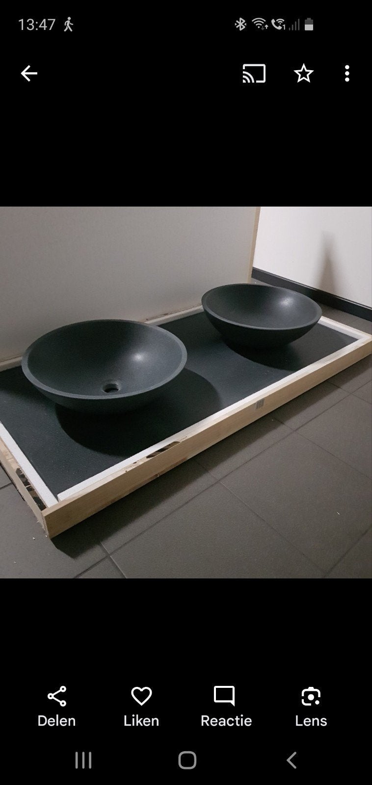wastafeltablet met dubbele waskom, Ophalen, 100 tot 150 cm, Nieuw, Minder dan 100 cm