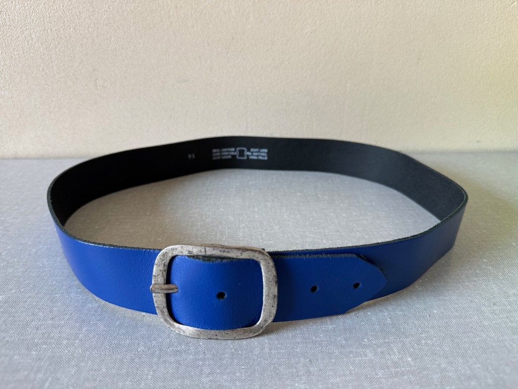 NIEUWE riem: ECHT leren riem 95 CM broekriem BLAUW, Overige kleuren, 3 tot 5 cm, Echt leder, Tailleriem