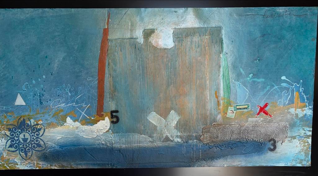 Theo Koster - Blue Sea (Mixed Media Origineel), Ophalen of Verzenden