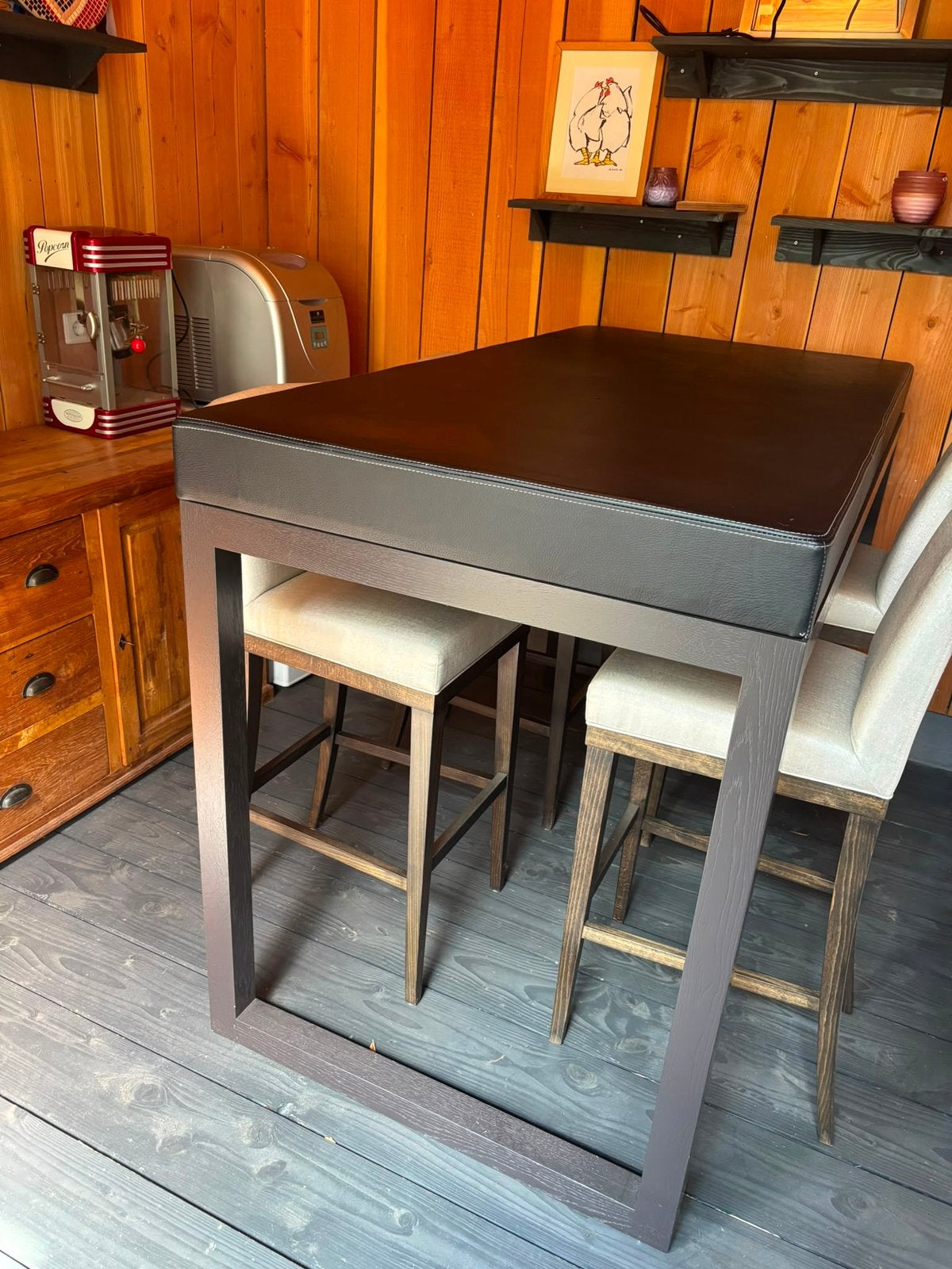 Moderne bartafel met zwart blad hoogwaardig leer, Ophalen, Gebruikt, 100 tot 150 cm, 50 tot 100 cm