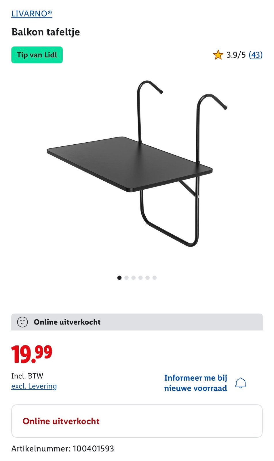 Balkon tafeltje nieuw, Tuin en Terras, Ophalen, Nieuw, Rechthoekig, Overige materialen