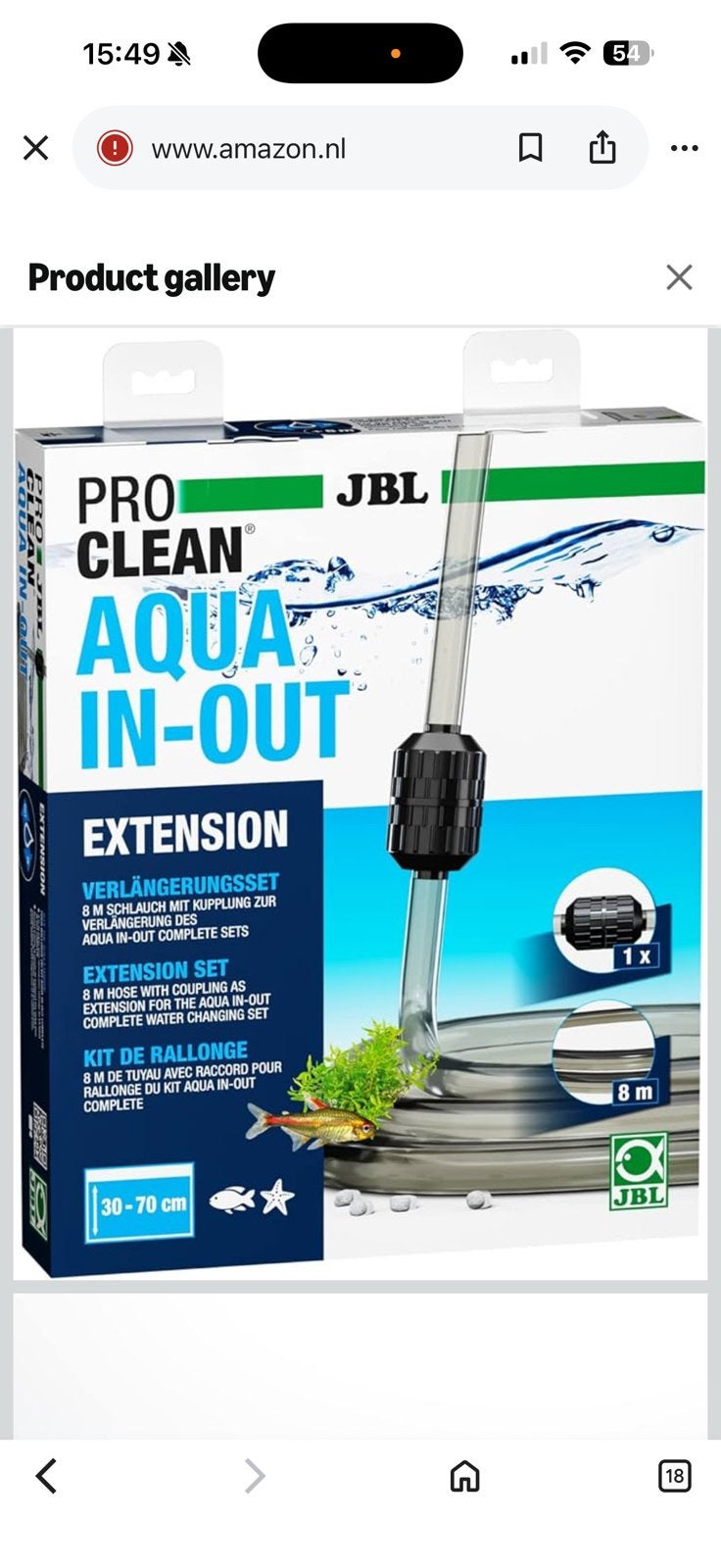JBL Pro Clean Aqua In-Out Extension 8m - Slechts 2x Gebruikt, Dieren en Toebehoren, Ophalen of Verzenden, Zo goed als nieuw