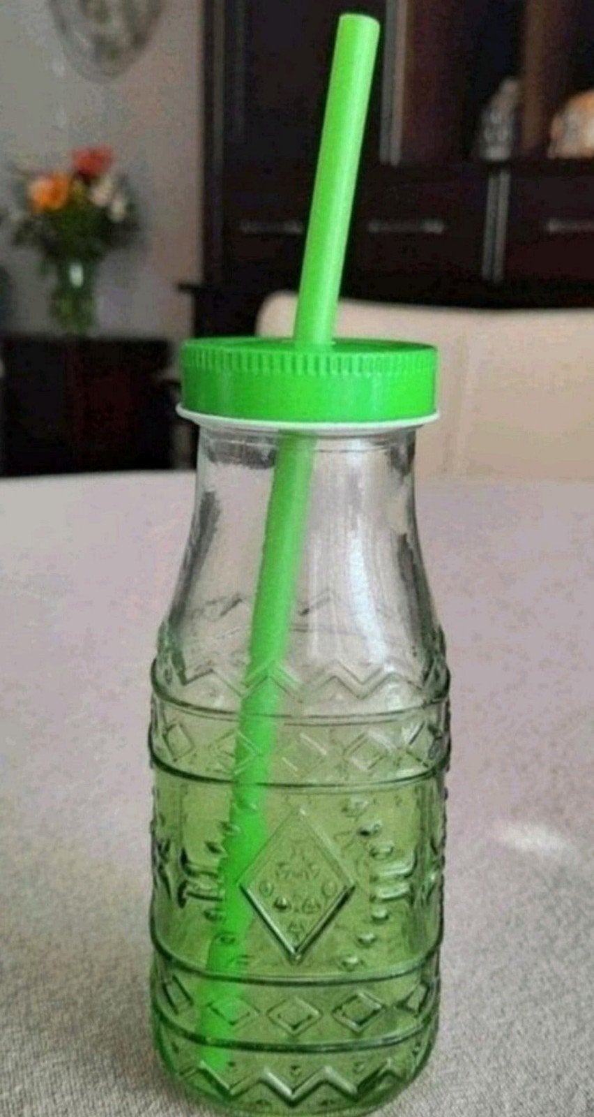 Glazen groene fles met schroefdop, Ophalen of Verzenden