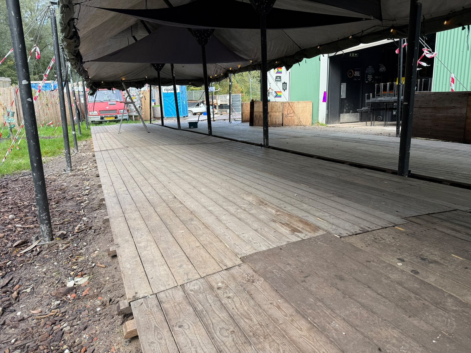 Vlondervloer / Tentvloer 4,8x0,5m – Nieuw en gebruikt, Gebruikt, Planken, Ophalen of Verzenden, Hardhout