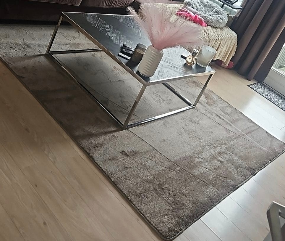 Taupe velours vloerkleed, Gebruikt, 200 cm of meer, Ophalen of Verzenden, Modern