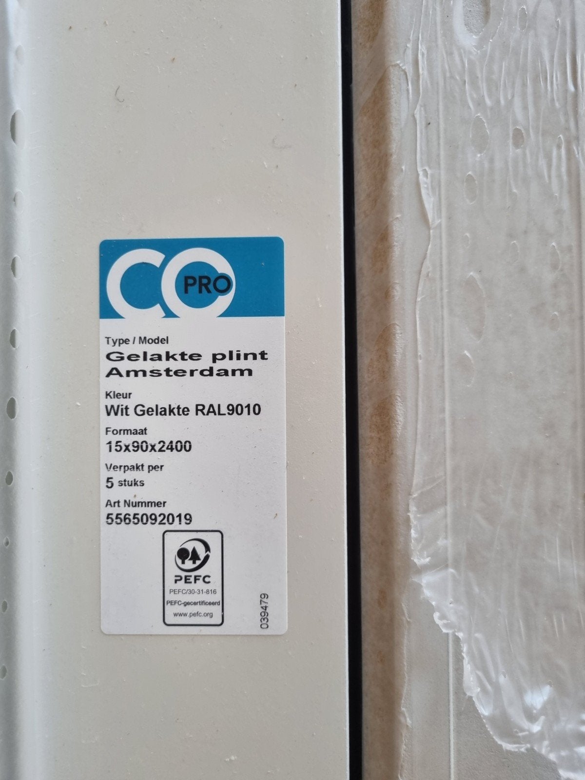 Gelakte plinten Amsterdam Wit RAL9010 9cm, Ophalen, Nieuw, 200 tot 250 cm, Plinten