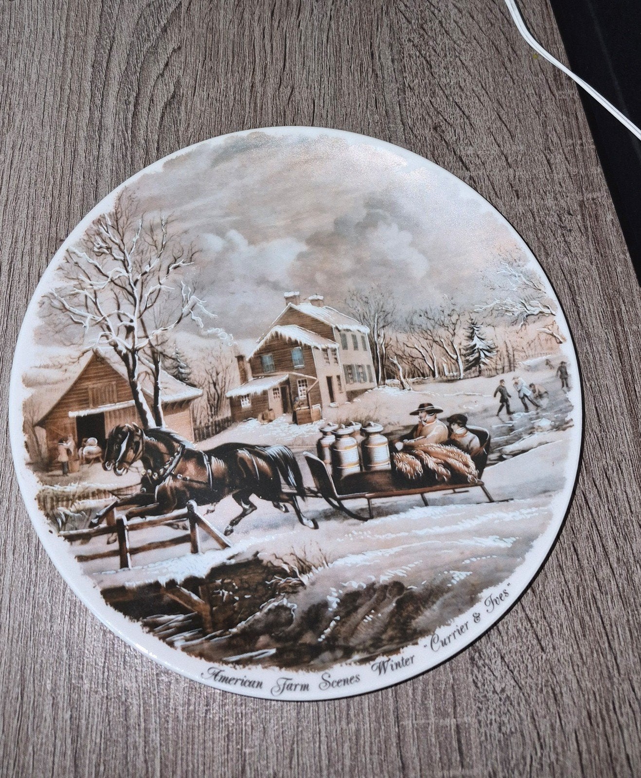 Decoratieve wandplaat "American Farm Scenes Winter", Antiek en Kunst, Ophalen of Verzenden